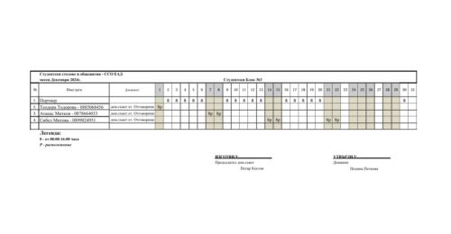 Работен график – Портал м. Декември 2024г.